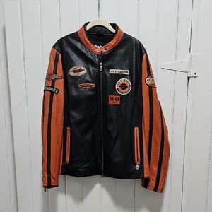 Harley-Davidson Black and Orange Womens s  Size 1 X Bomber Jacket Vintage